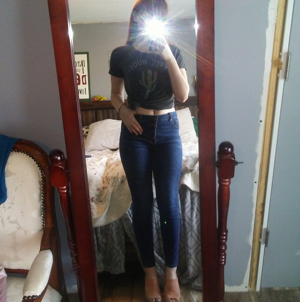 High rise skinny jeans